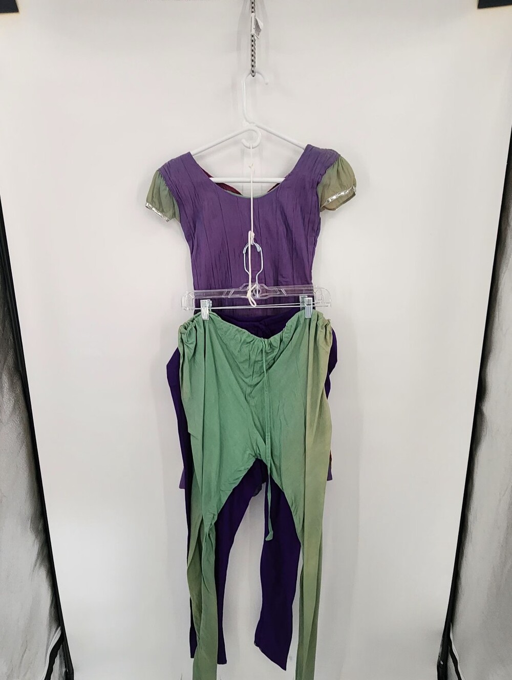 Girls Purple & Green Embellished Anarkali Dress with Dupatta, Size 7 Girl - Picture 4 of 10